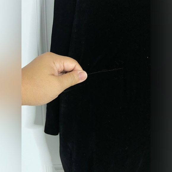 D7- FIRST ISSUE Black MODEST Velvet SILK-Blend HOLIDAY Midi Dress - Picture 3 of 11